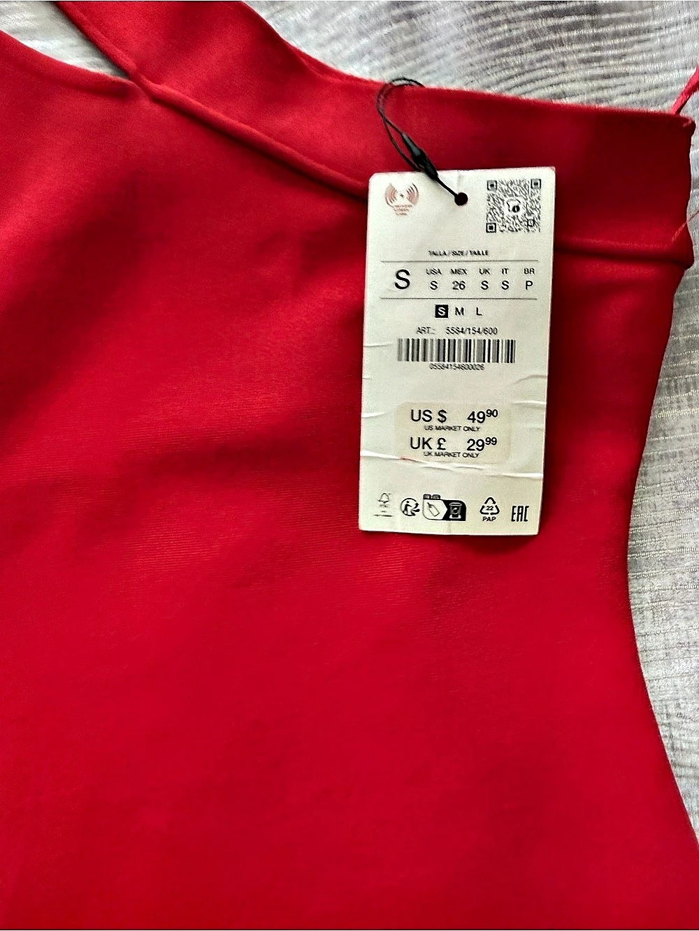 Zara Asymmetric Stretch Contouring Dress Red Maxi Dress Size Small NWT